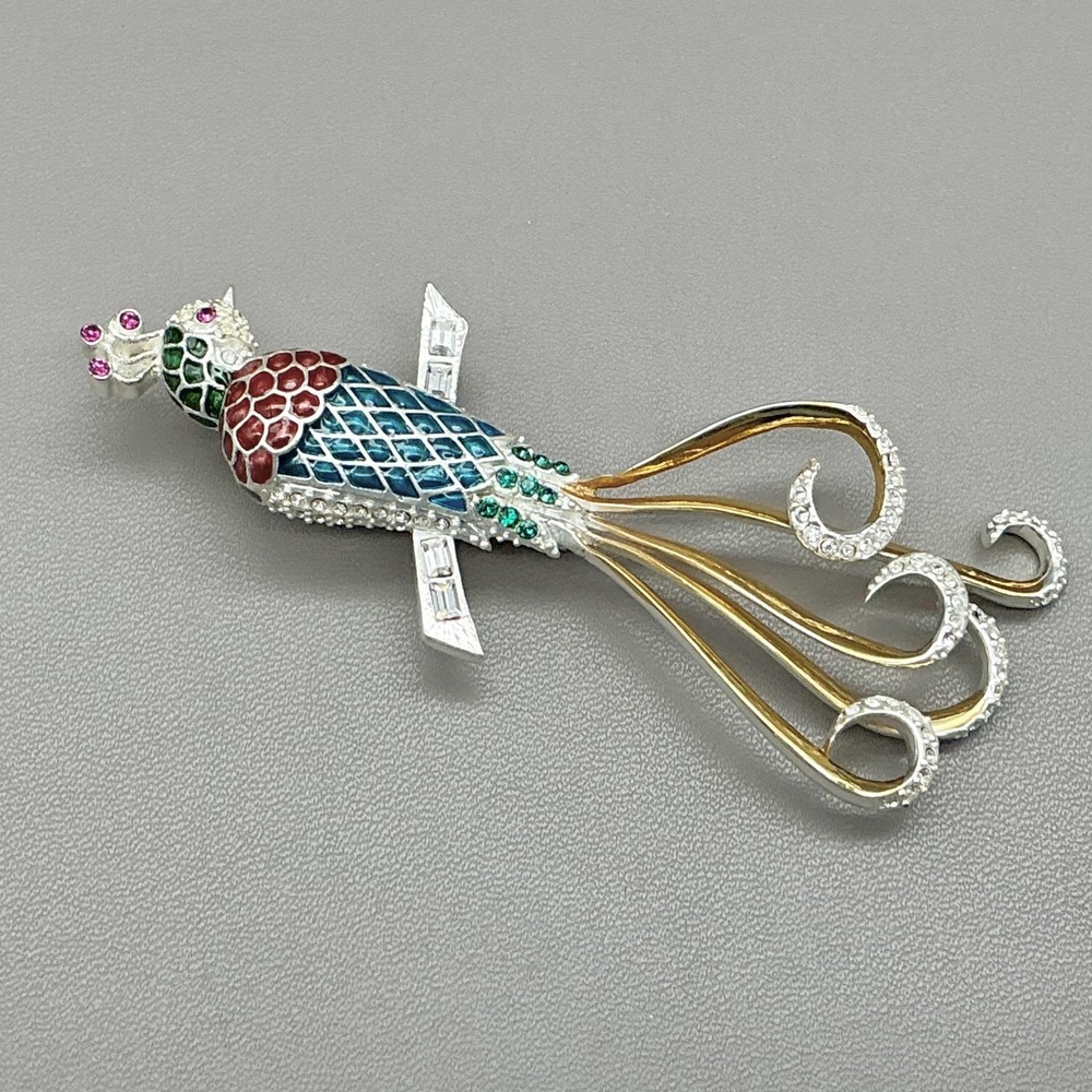 The‎ Metropolitan Museum Of Art Peacock Brooch Pin Enamel Rhinestone Multicolor